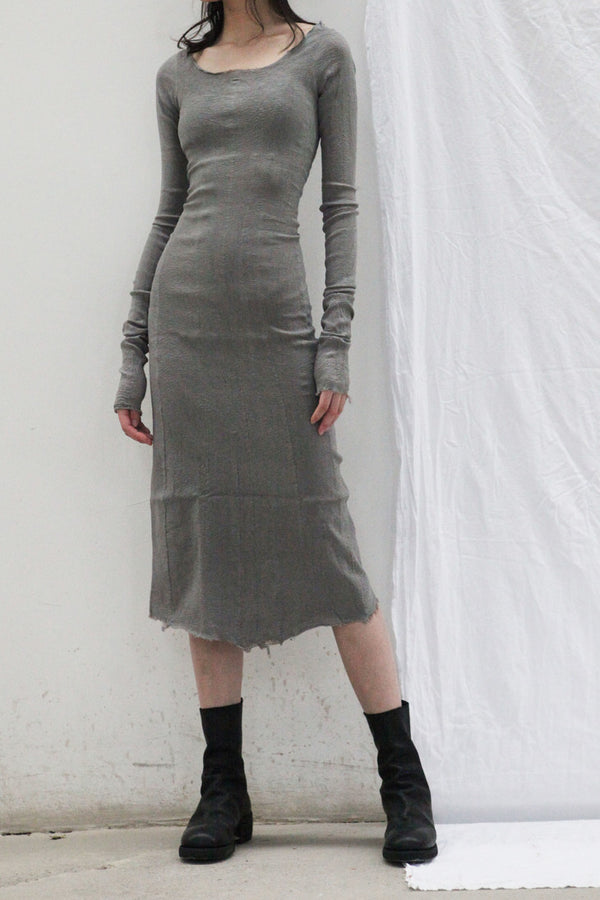 Marc Le Bihan Silk Long Sleeve Stretch Dress Collection Gentle Hand-dyed Extension Art MLB-21911-HUI Gray